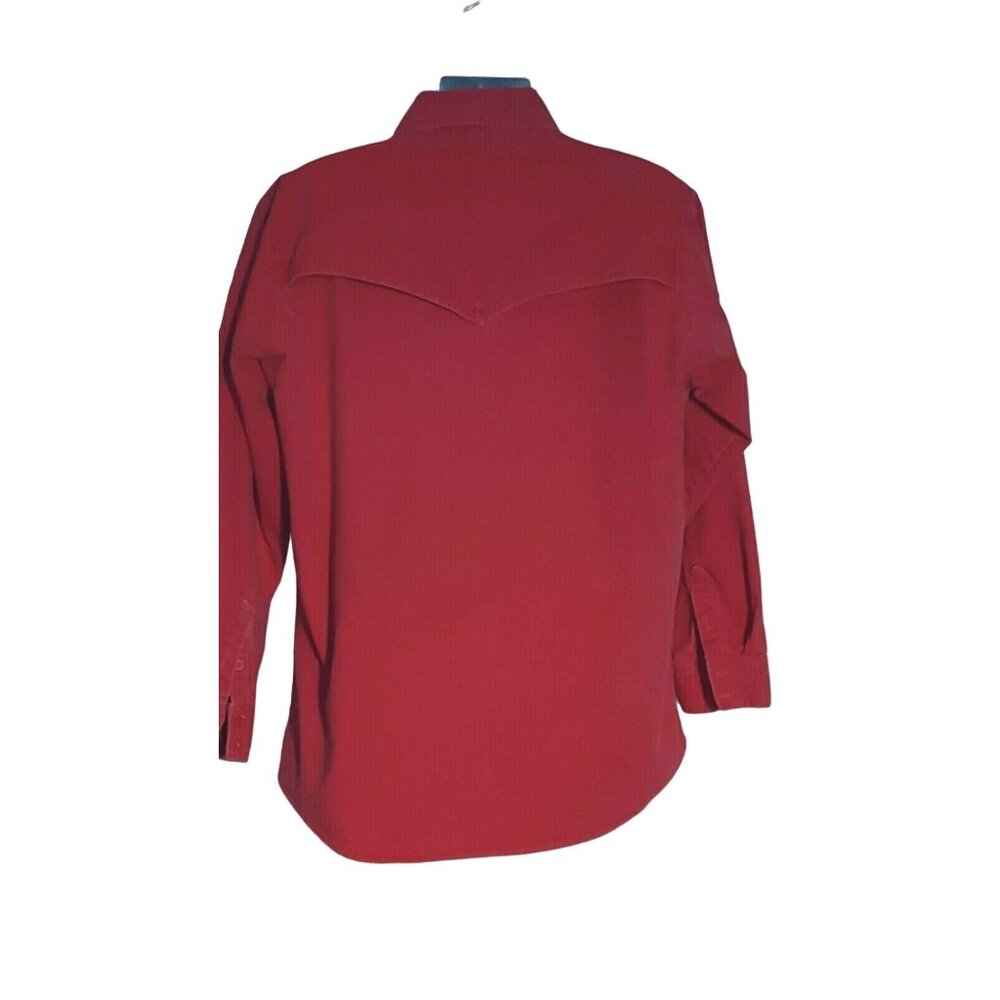 Cowboys Only Denim Shirt Mens L Long Sleeve Button Red Cape Rockabilly USA Vtg - Picture 4 of 8